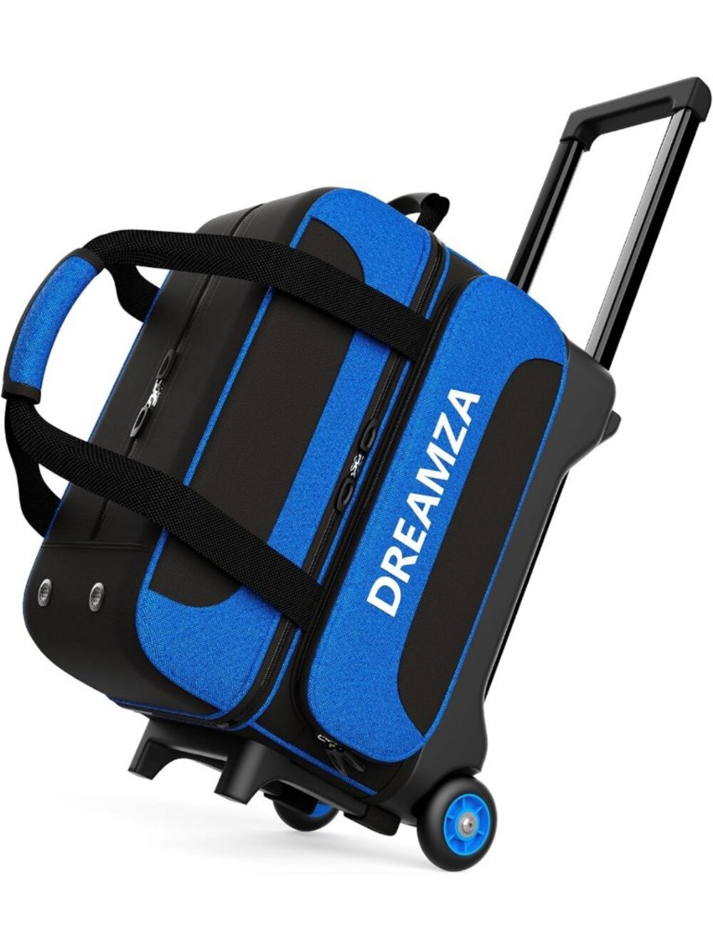 2-Ball Rolling Bowling Bag with Wheels & Separate Shoe Compartment for Easy